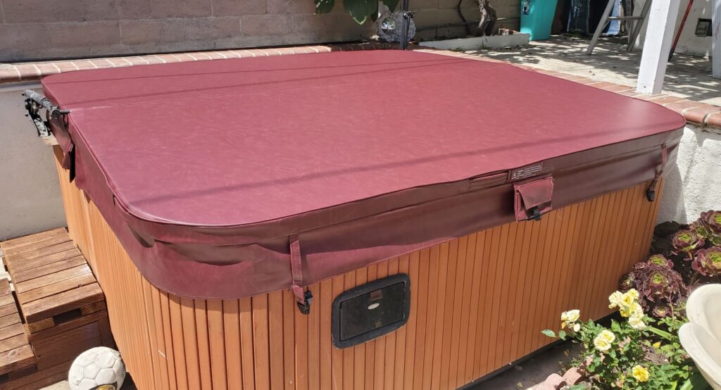 Square Portable Spa Cover with Rounded Corners — Cranberry
